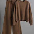 Women's 2 Piece Outfits Turtleneck Sweaters Lounge Set and Wide Leg Pants Cozy Knit Sweatsuit Sets